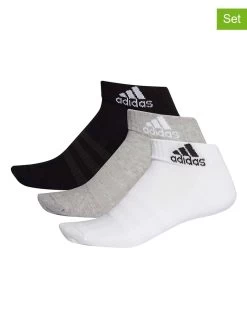 ADIDAS 3er-Set: Socken In Weiß/ Grau/ Schwarz