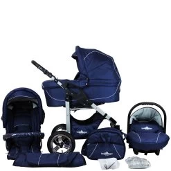 10tlg. Set: Kombi Kinderwagen "Capri" In Blau