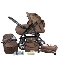10tlg. Set: Kombi Kinderwagen "Rio" In Braun