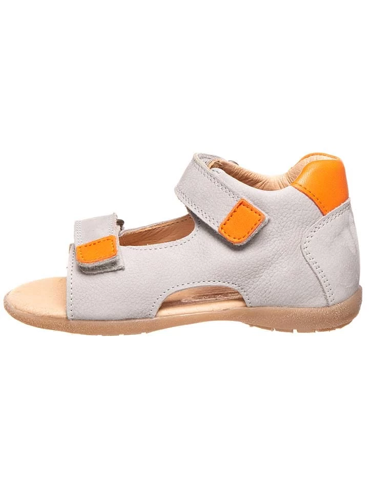 Leder-Sandalen In Hellgrau