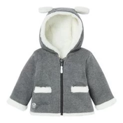 BOBOLI Strickjacke Kapuze Mit Ohren Und PlĂŒschfutter In Grau