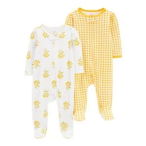 Carter's™ 2er-Pack Overalls Blumen Karo In Gelb