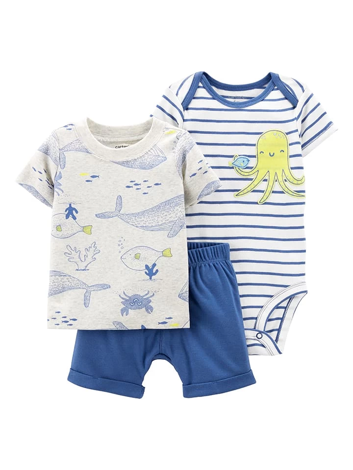 Carter's™ 3tlg. Outfit In Grau/ Weiß/ Blau