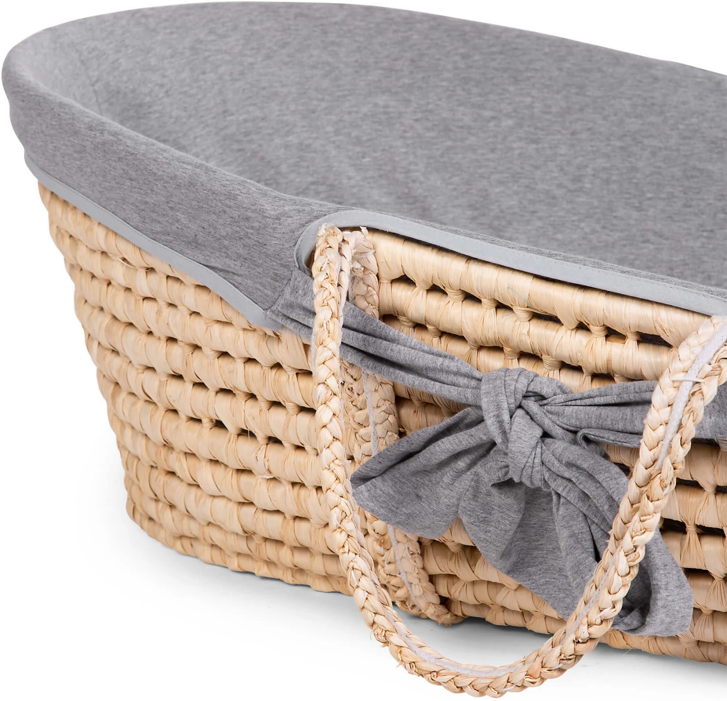 Childhome Moseskorb SOFT CORNHUSK , Natural, Inkl. Matratze Und Jersey Bezug, Grau â Bild 2