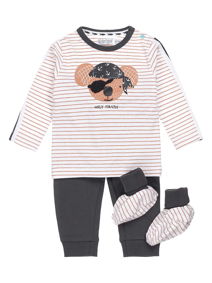 Dirkje 4tlg. Outfit In Weiß/ Grau