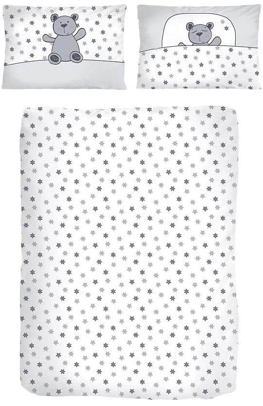 Kinderbettwäsche Bärchen, Silber, Renforcé, 100 X 135 Cm
