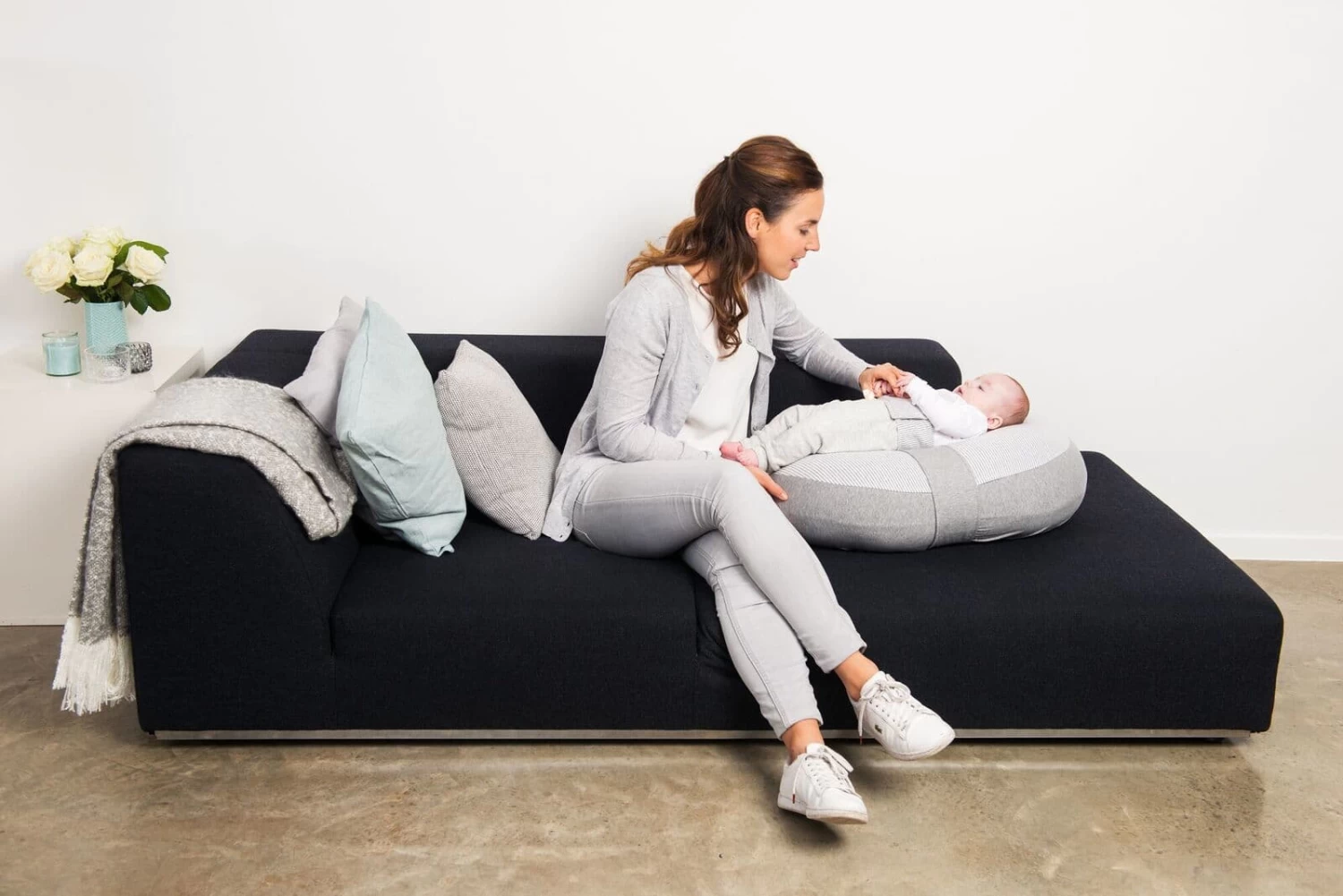 Doomoo Stillkissen Relax Bezug „Classic Gestreift" In Grau – Bild 8