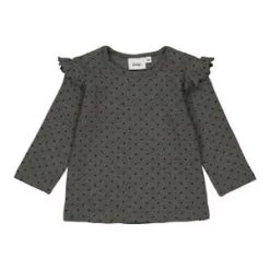 Shirt Langarm Rüsche In Grau