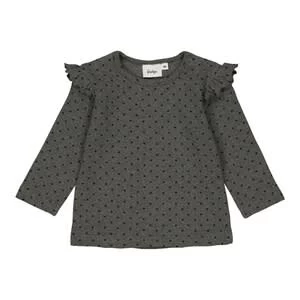 Shirt Langarm Rüsche In Grau