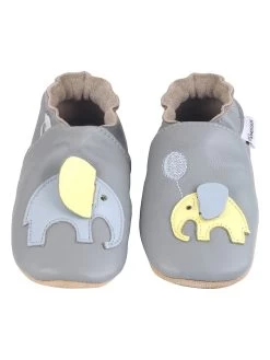 Leder-Krabbelschuhe "Elefant" In Grau