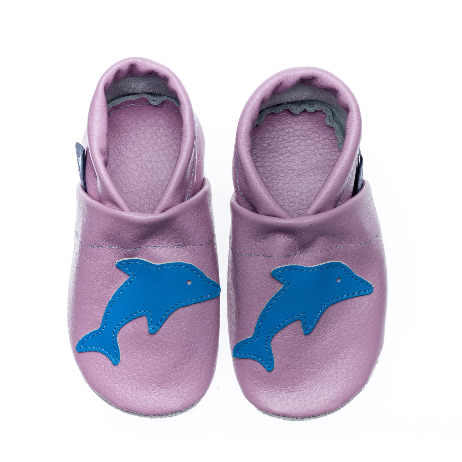 Krabbelschuhe / Lederpuschen Mit Delfin In Lila / Hellblau â Bild 2