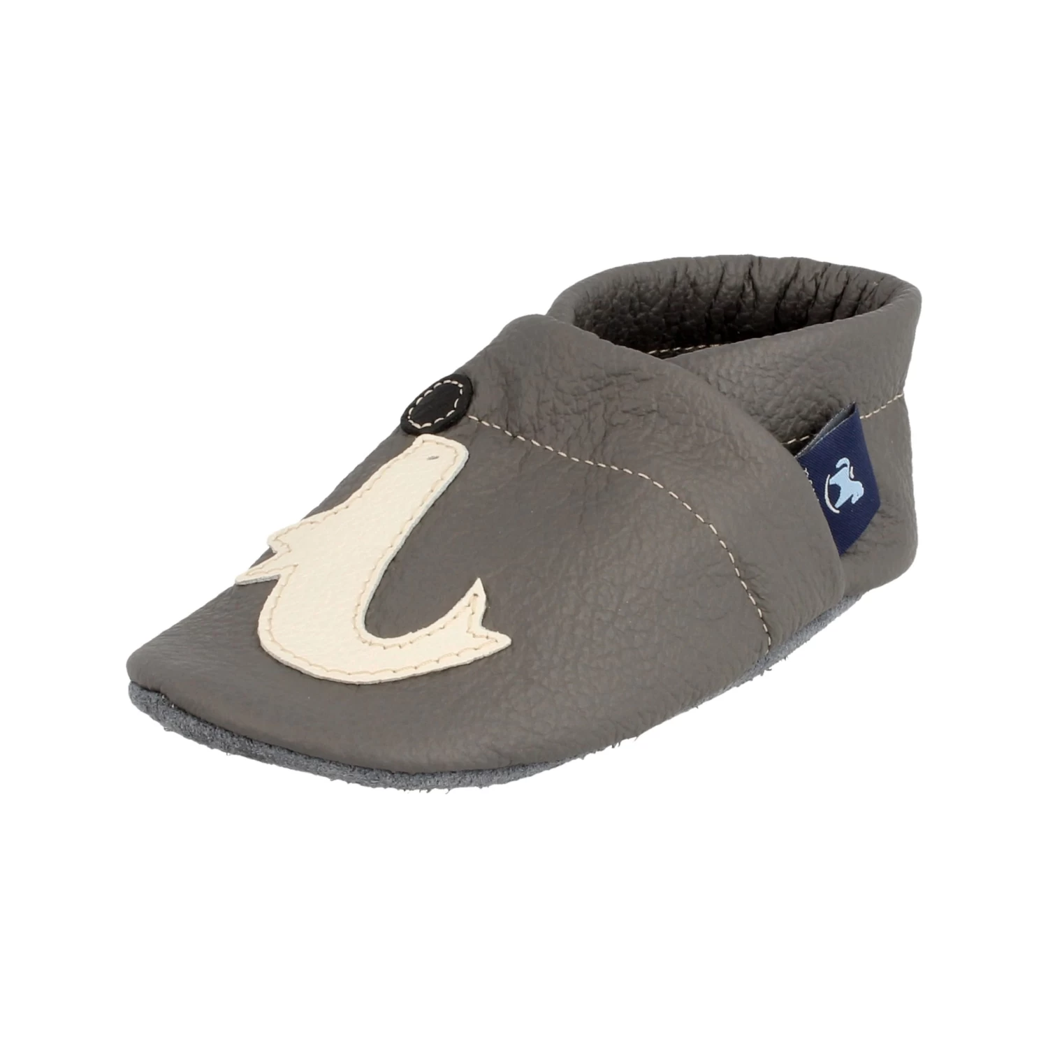 Krabbelschuhe / Lederpuschen Mit Robbe In Grau / Beige â Bild 4