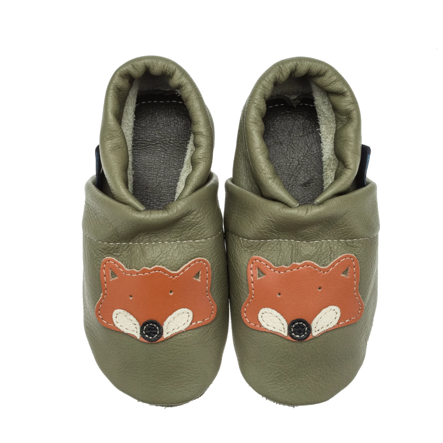 Lauflernschuhe / Lederpuschen Mit Fuchs In Grün / Orange – Bild 3