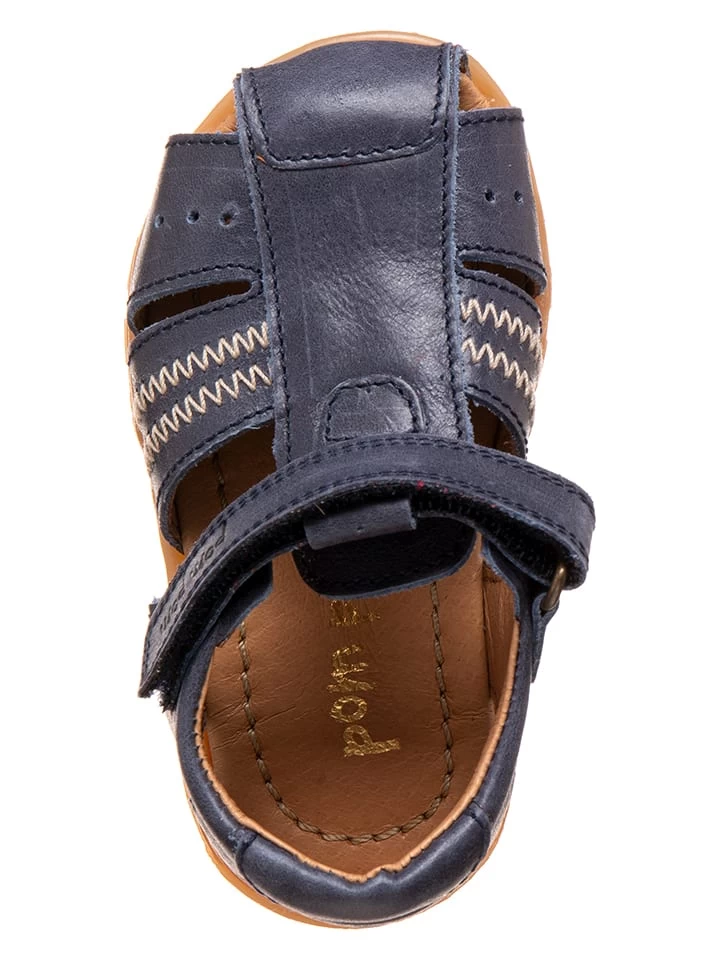 Pom Pom Leder-Halbsandalen In Dunkelblau â Bild 4