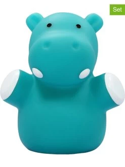 Reer 2er-Set: LED-Nachtlichter "Lumilu Mini Zoo - Hippo" In Petrol - (H)9 Cm