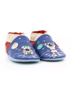 ROBEEZ Leder-Krabbelschuhe "Mister Spaceman" In Blau/ Rot