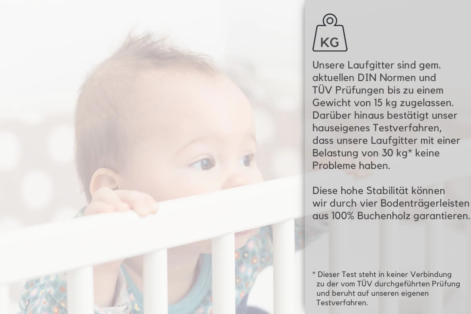 Laufgitter Mit Matratze In Weiß - 100x100 Cm – Bild 4