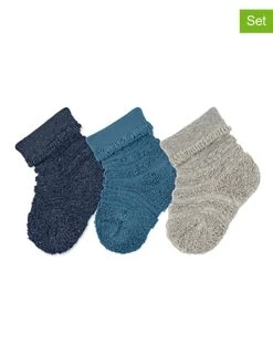 Sterntaler 3er-Set: Babysocken In Blau/ Grau