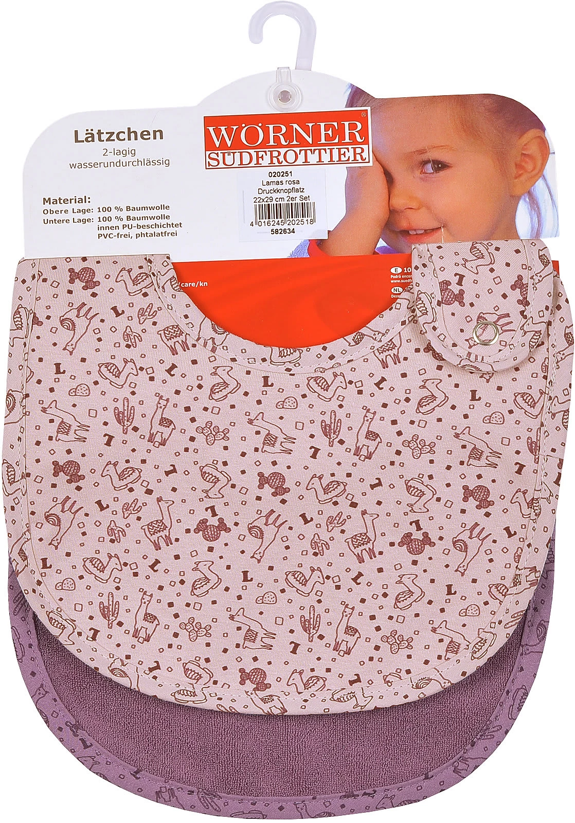 Druckknopflatz 2er Set, Lamas Rosa, 22 X 29 Cm â Bild 4