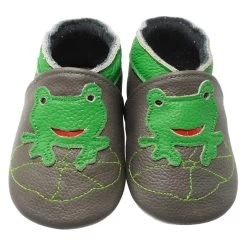 Leder-Krabbelschuhe "Frosch" In Schlamm