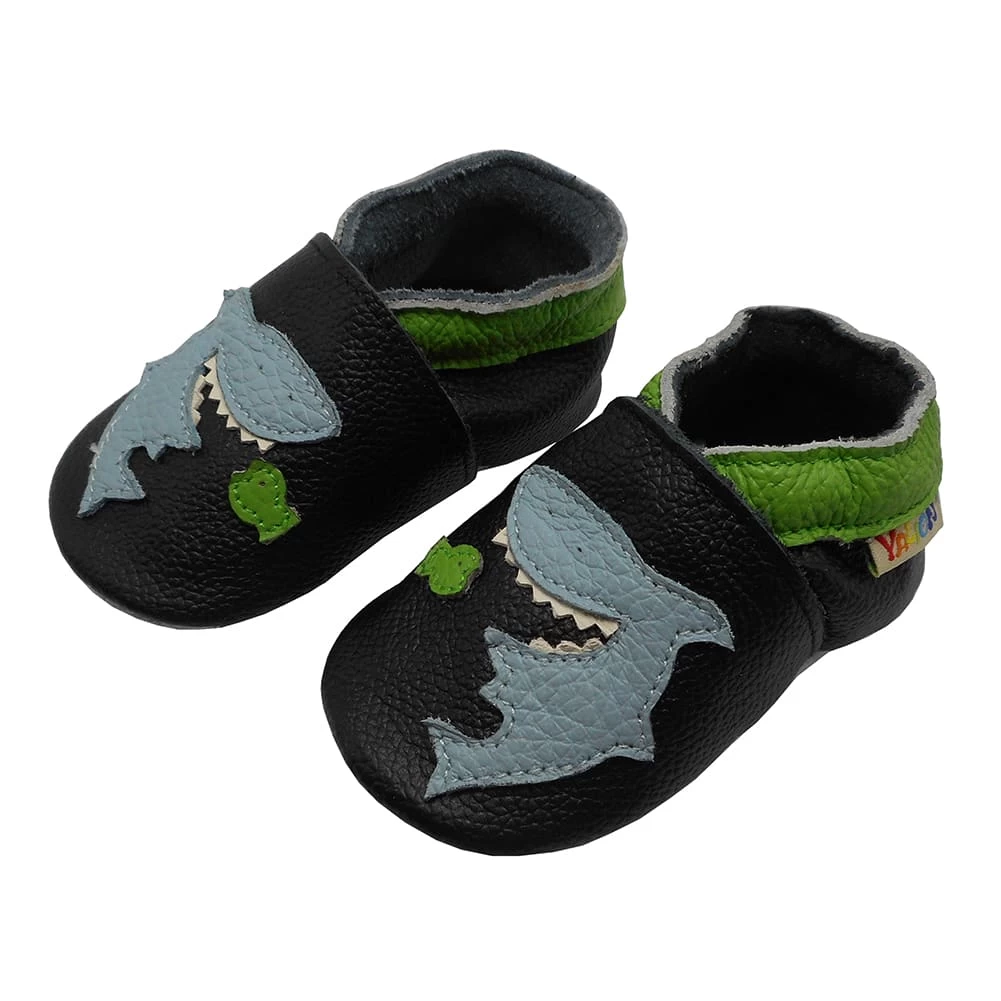 Leder-Krabbelschuhe "Hai" In Schwarz â Bild 2