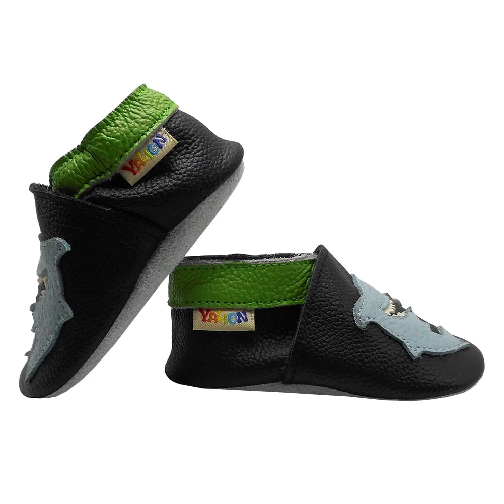 Leder-Krabbelschuhe "Hai" In Schwarz â Bild 5