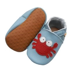 Leder-Krabbelschuhe "Krebs" In Blau