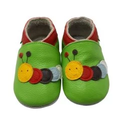 Leder-Krabbelschuhe "Raupe" In Grün